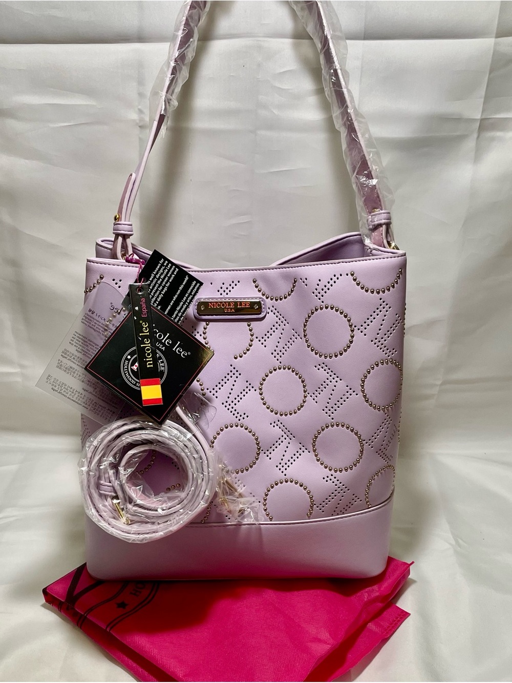 Nicole Lee USA Laser-Cut Monogram Shopper/Tote Bag, NWT